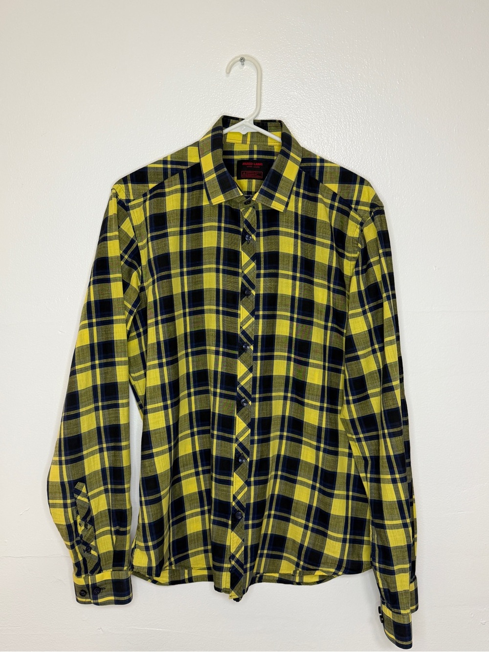 Jared Lang After Hours Men’s Yellow Plaid Slim Fit Shirt Large